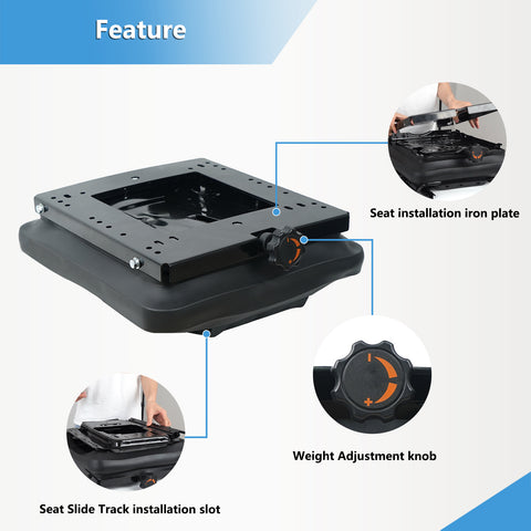 TICSEA Universal Seat Suspension Kit with Seat Slider Track for Zero Turn Lawn Mower Tractor Forklift, Compatible with Most Aftermarket Seats - Same Day Shipping