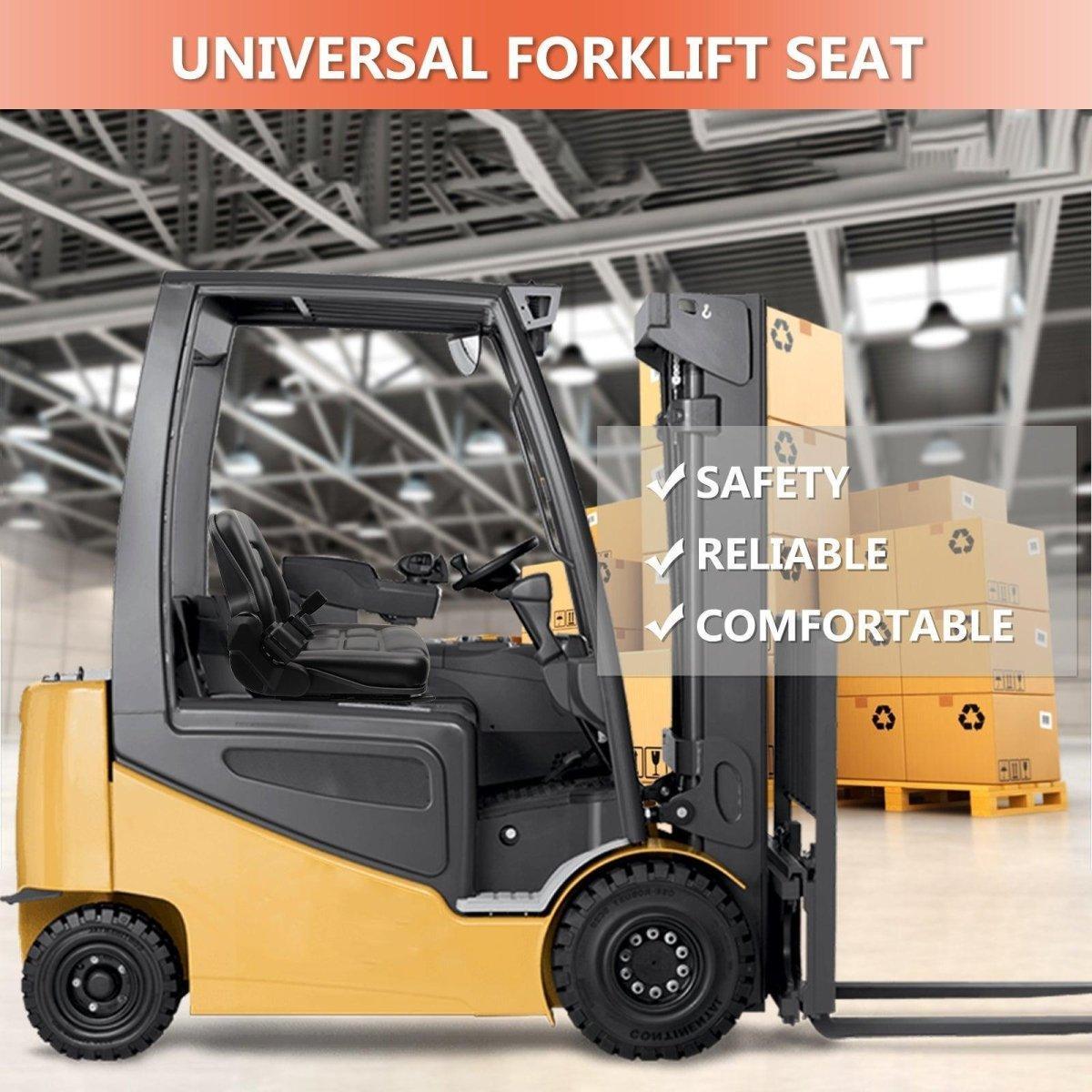 Universal Forklift Seat with Adjustable Back,Safety Belt And Operator Position Switch,for Tractor,Excavator Skid Loader Backhoe Dozer Telehandler - TICSEA Inc