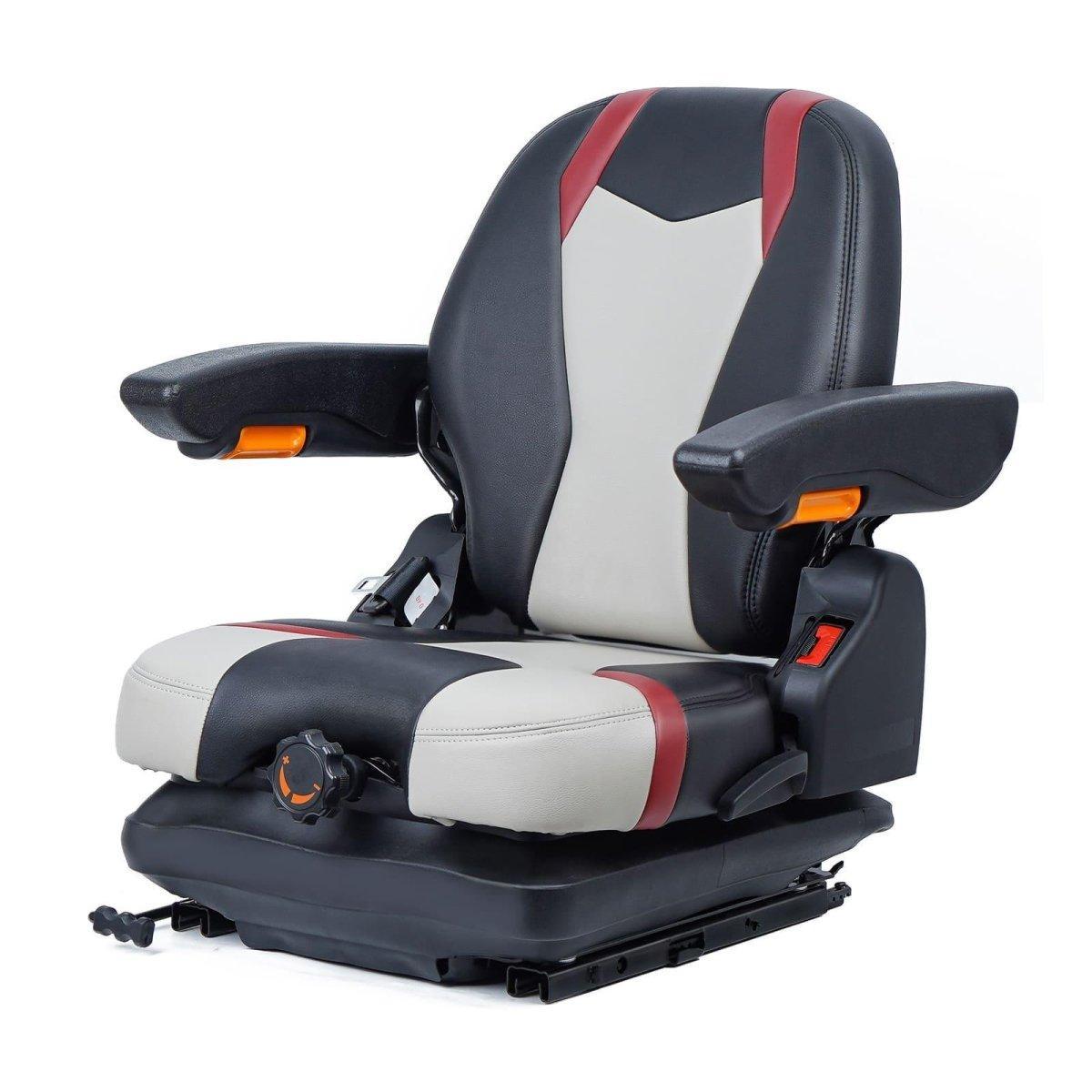 Highback Low Suspension Tractor Seat, Adjustable Backrest, Headrest, and Armrest Forklift Seat, Heavy Duty for Excavator Harvester Mower - TICSEA Inc