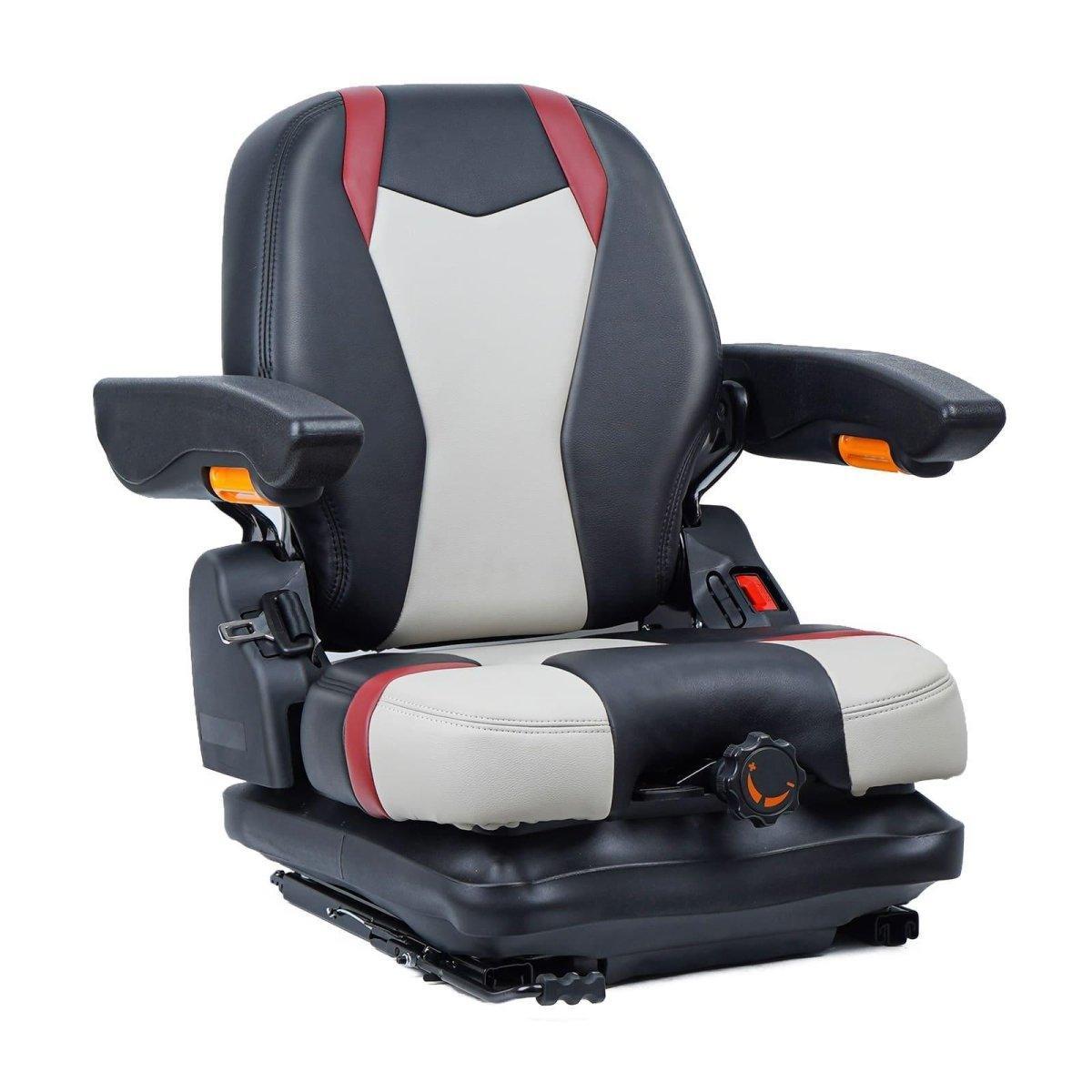 Highback Low Suspension Tractor Seat, Adjustable Backrest, Headrest, and Armrest Forklift Seat, Heavy Duty for Excavator Harvester Mower - TICSEA Inc
