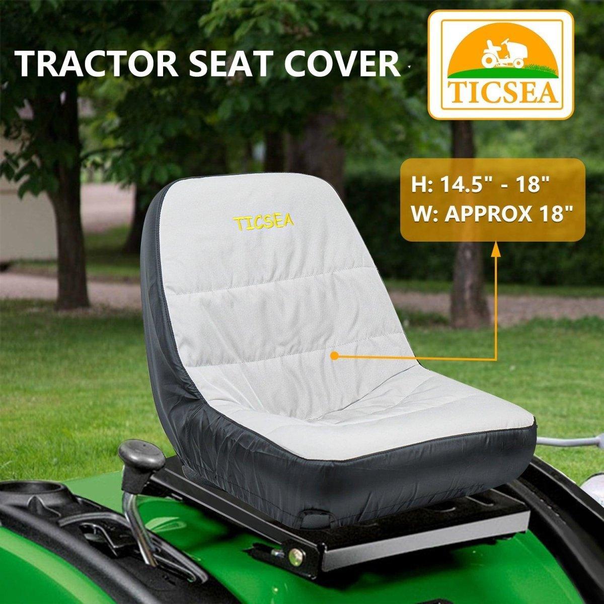TICSEA Riding Lawn Mower Seat Cover,Waterproof Tractor Seat Cover fits Tractor Seat Backrests 14.5 - 18 inch H Without Armrests, Approx 18.5 inch W - TICSEA Inc