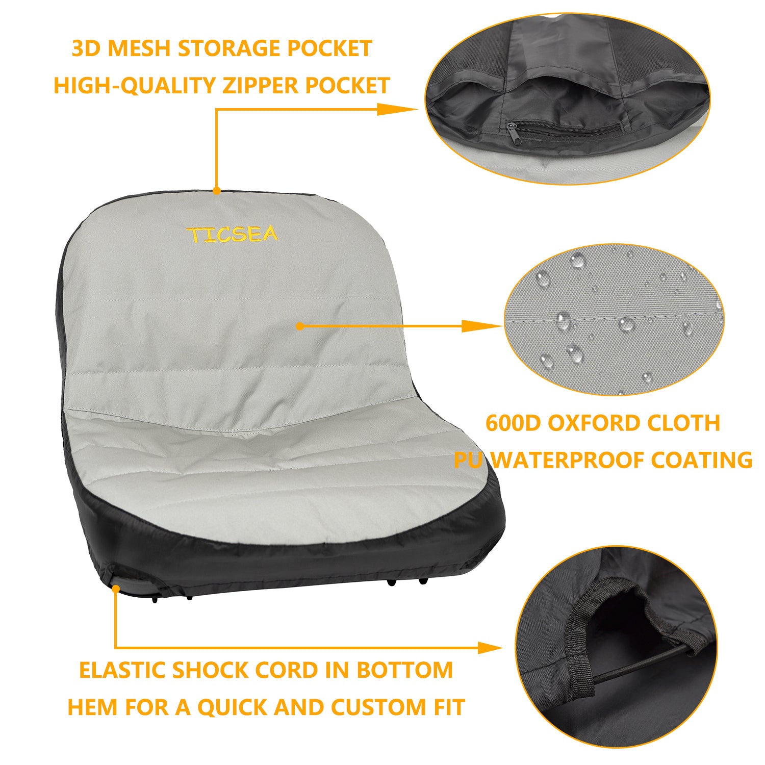 Lawn Mower Seat Cover Universal Fit: Riding Tractor Seat Covers Grey  Waterproof Lawnmower Universal Seat Replacement Weather Resistant for Riding  Landscaping Tractor 