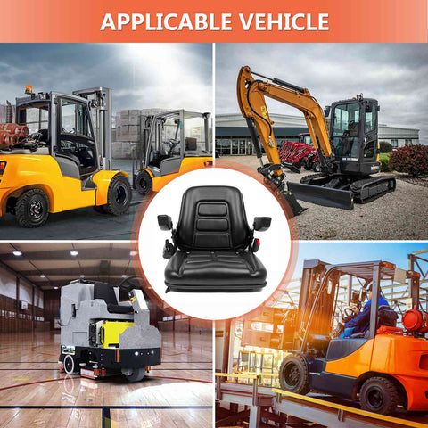 TICSEA Universal Fold Down Forklift Seat,Micro Switch,Armrest And Safety Belt,for Tractor,Excavator Skid Loader Backhoe Dozer Telehandler ZTR‘s