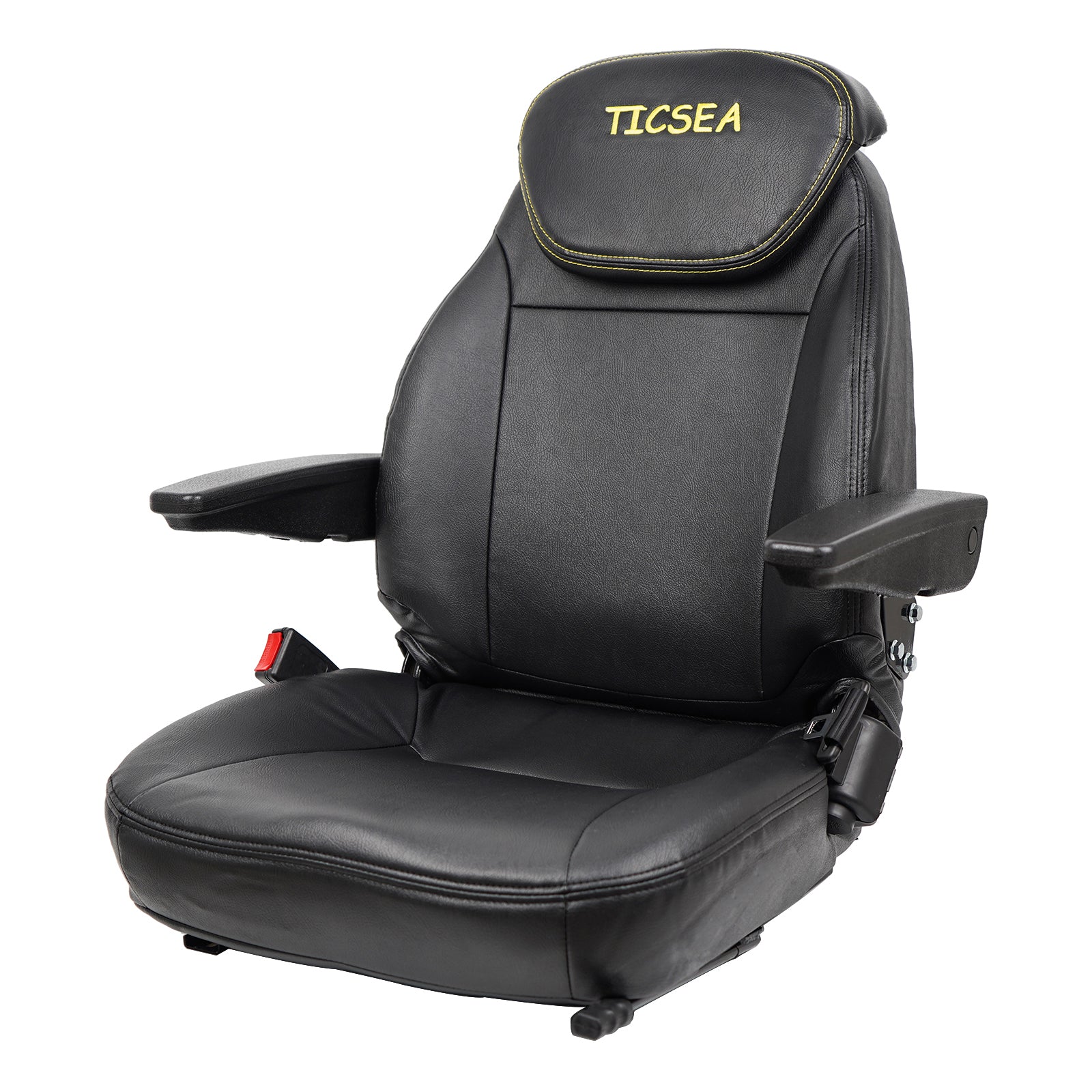 TICSEA Universal Forklift Seat,Tractor Seat with Adjustable Backrest Headrest Armrests for Excavator Harvester Loader Backhoe Dozer Telehandler - TICSEA Inc