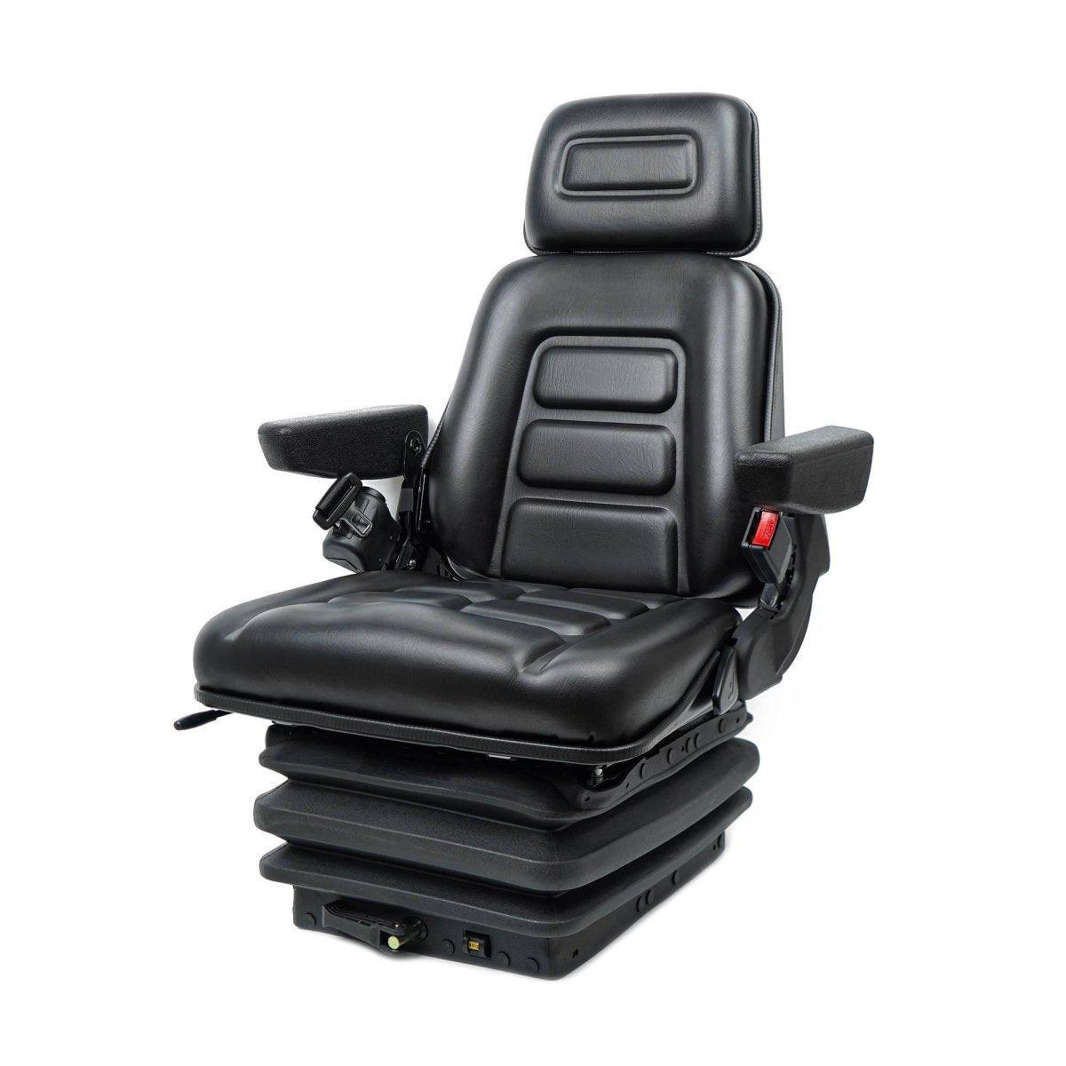 Universal Forklift/Tractor Seat With Micro Switch, Armrests & Seat Belt - Adjustable Slide Rails For Heavy Equipment