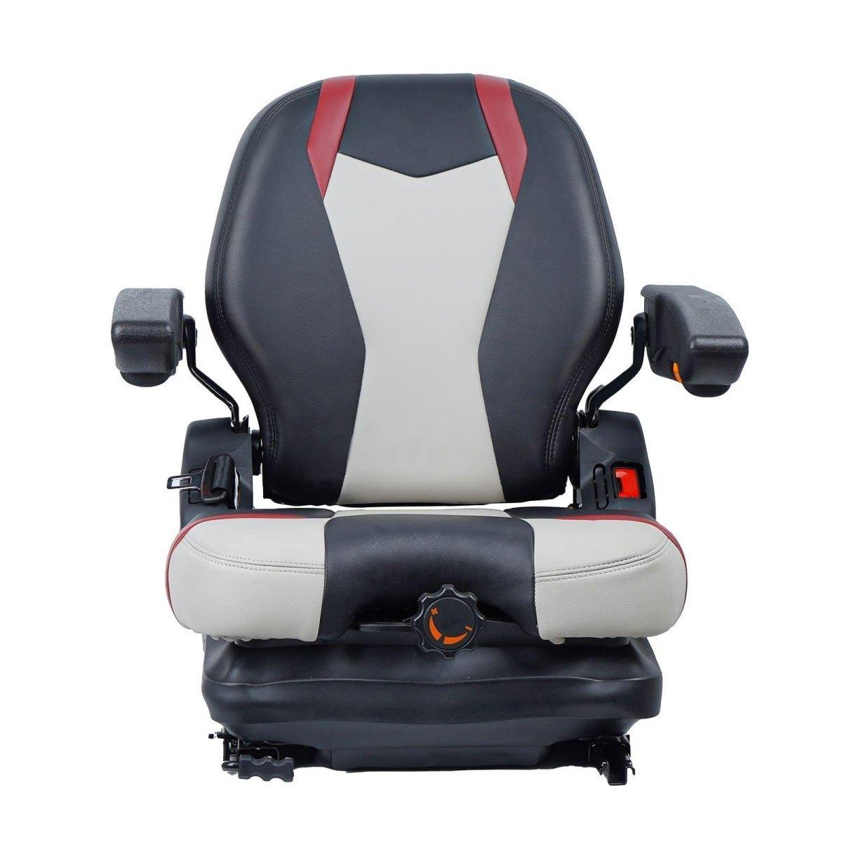 Highback Low Suspension Tractor Seat, Adjustable Backrest, Headrest, and Armrest Forklift Seat, Heavy Duty for Excavator Harvester Mower - TICSEA Inc