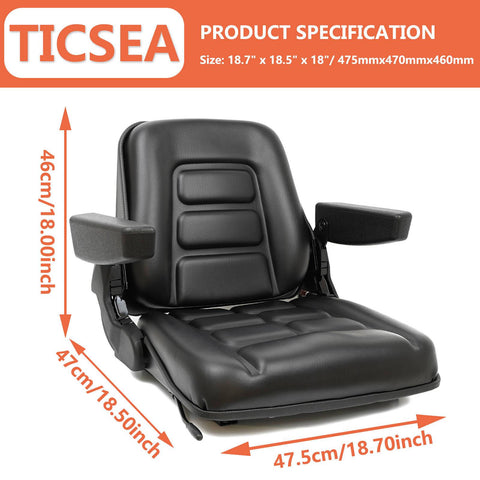 Universal Fold Down Toyota Forklift Seat with Armrest - TICSEA Inc