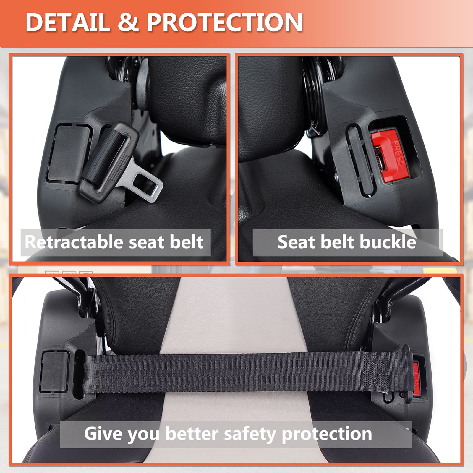 TICSEA Highback Low Suspension Tractor Seat, Adjustable Backrest, Headrest, and Armrest Forklift Seat, Adjustable Armrests Shock Absorber Heavy Duty for Excavator Harvester MowerTICSEA Highback Low Suspension Tractor Seat, Adjustable Backrest, Headrest, and Armrest Forklift Seat, Adjustable Armrests Shock Absorber Heavy Duty for Excavator Harvester Mower