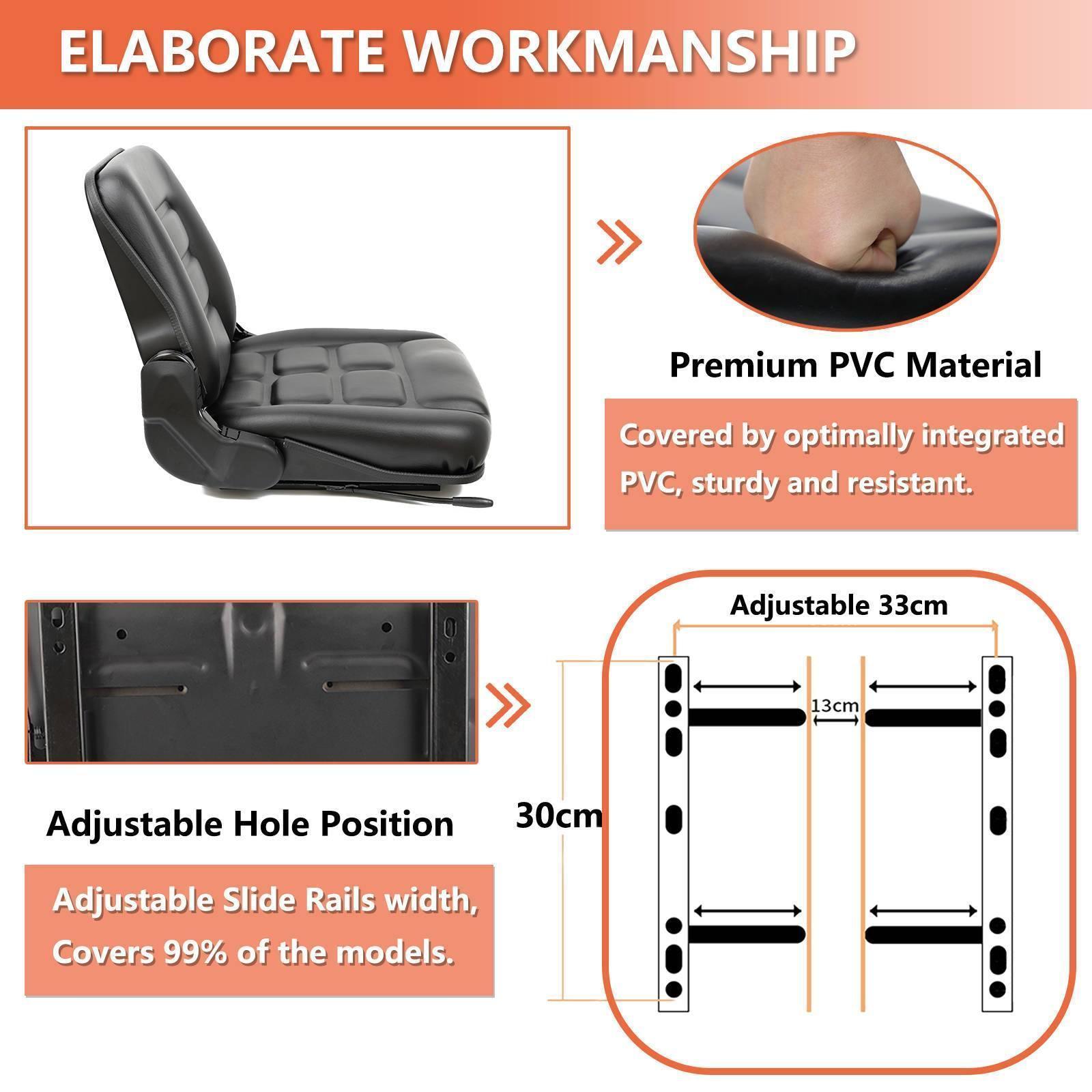 Universal Fold Down Forklift Seat with Adjustable Angle Back,for Tractor,Excavator Skid Loader Backhoe Dozer Telehandler ZTR‘s Construction Equipment - TICSEA Inc