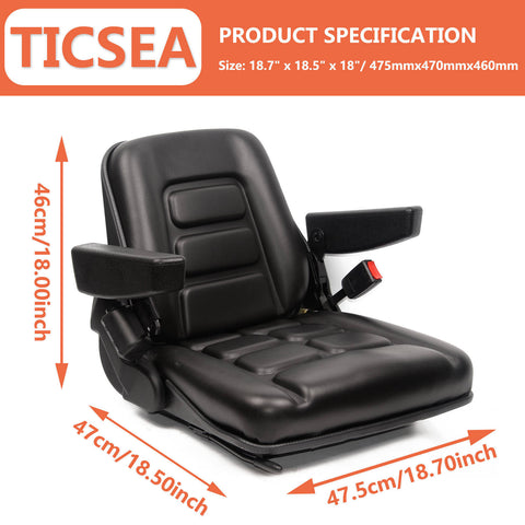 Universal Fold Down Forklift Seat with Safety belt and Armrest for Toyota Hyster - TICSEA Inc