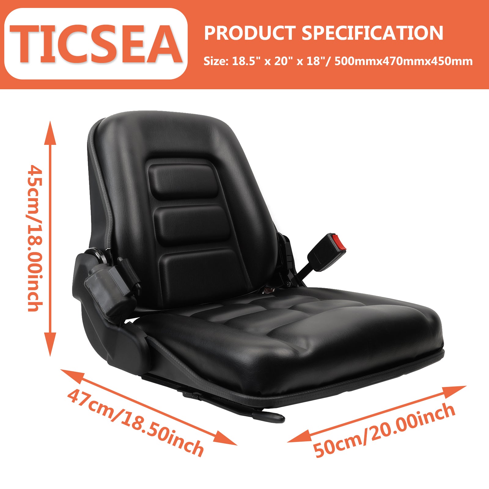 Universal Forklift Seat with Safety Belt - TICSEA Inc