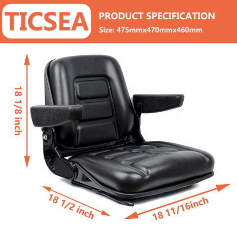 Universal Fold Down Forklift Seat,Micro Switch,Armrest for Tractor,Excavator Skid Loader Backhoe Dozer Telehandler ZTR's - TICSEA Inc