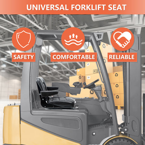 Universal Fold Down Forklift Seat,Micro Switch,Armrest for Tractor,Excavator Skid Loader Backhoe Dozer Telehandler ZTR's - TICSEA Inc