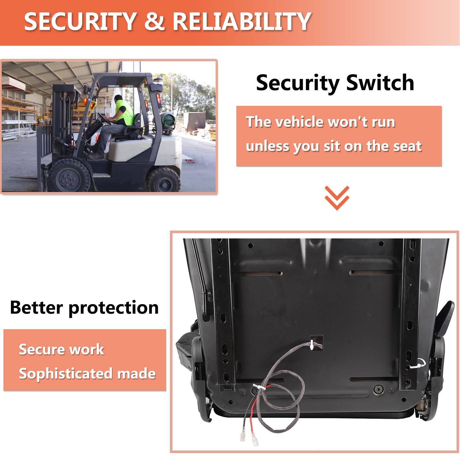 Universal Fold Down Toyota Forklift Seat with Armrest - TICSEA Inc